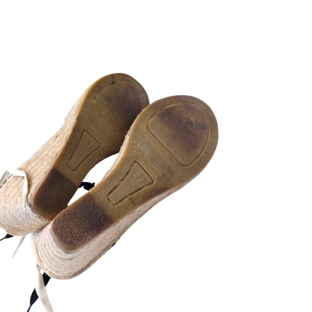 Burberry Mews Ankle Wrap Espadrille Wedges Iconic Plaid Pattern Womens 9